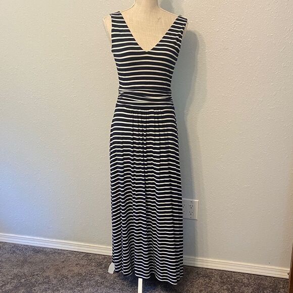 Boden Blue & White Striped Sienna Jersey Maxi Dress Size 4R - Picture 1 of 9